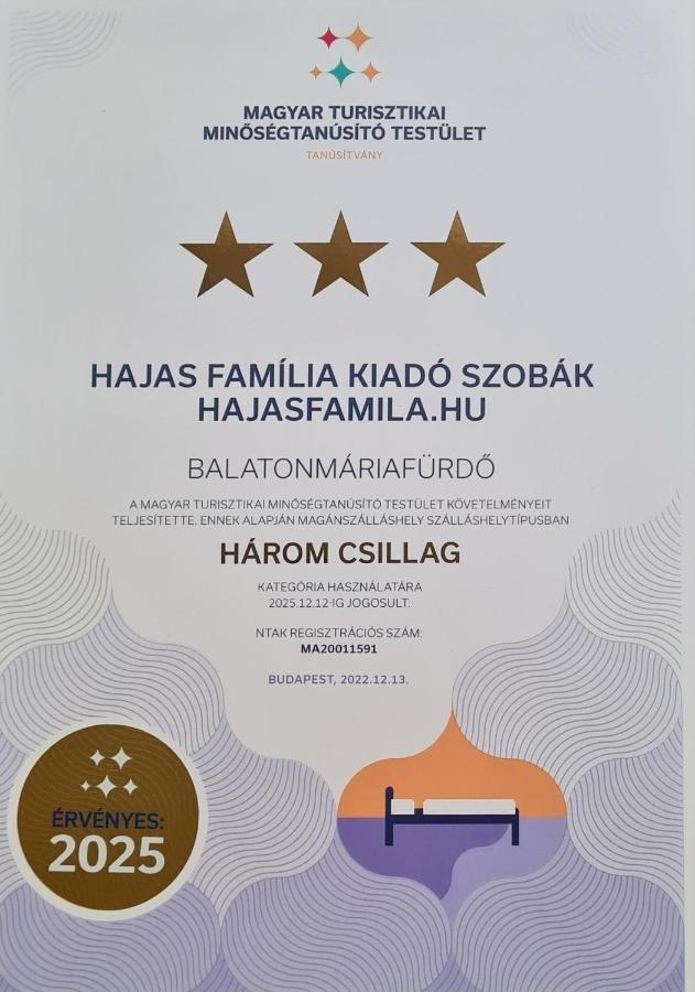 Hajas Familia Kiado Szobak Балатонмариафюрдё Экстерьер фото